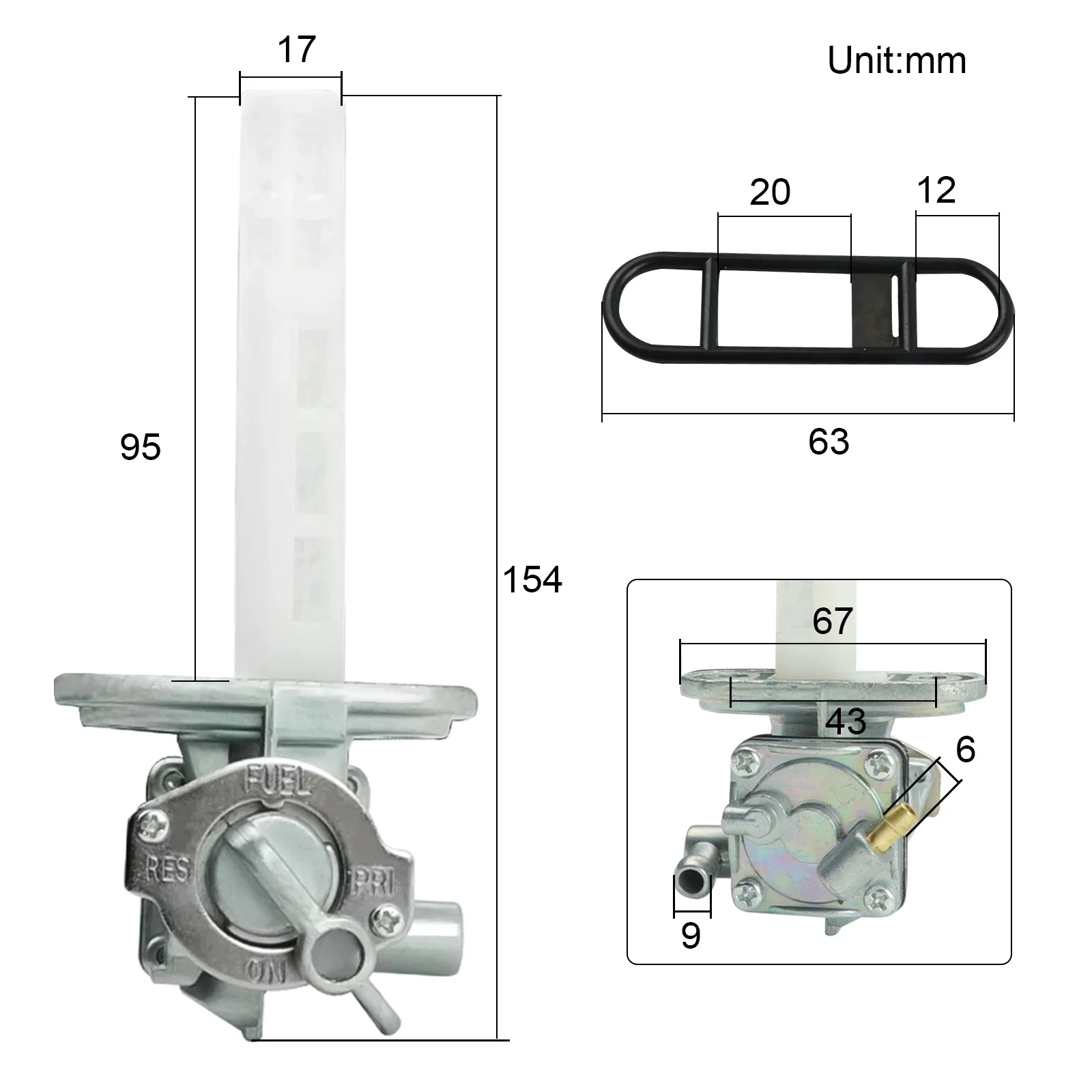 44mm Fuel Switch Valve Petcock for Suzuki GS650 750 GS 300 450 550 850 GS1000 GS1100 GSXR 750 1100 Katana 600 750 GSX 600F 900R