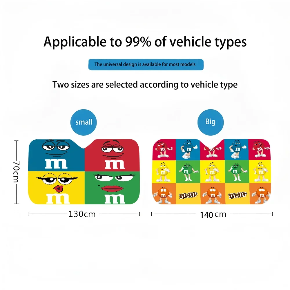 M & Ms الشوكولاته ساخنة الزجاج الأمامي ظلة نافذة السيارة غطاء الزجاج الأمامي الشمس الظل السيارات الشمس قناع سيارة يغطي