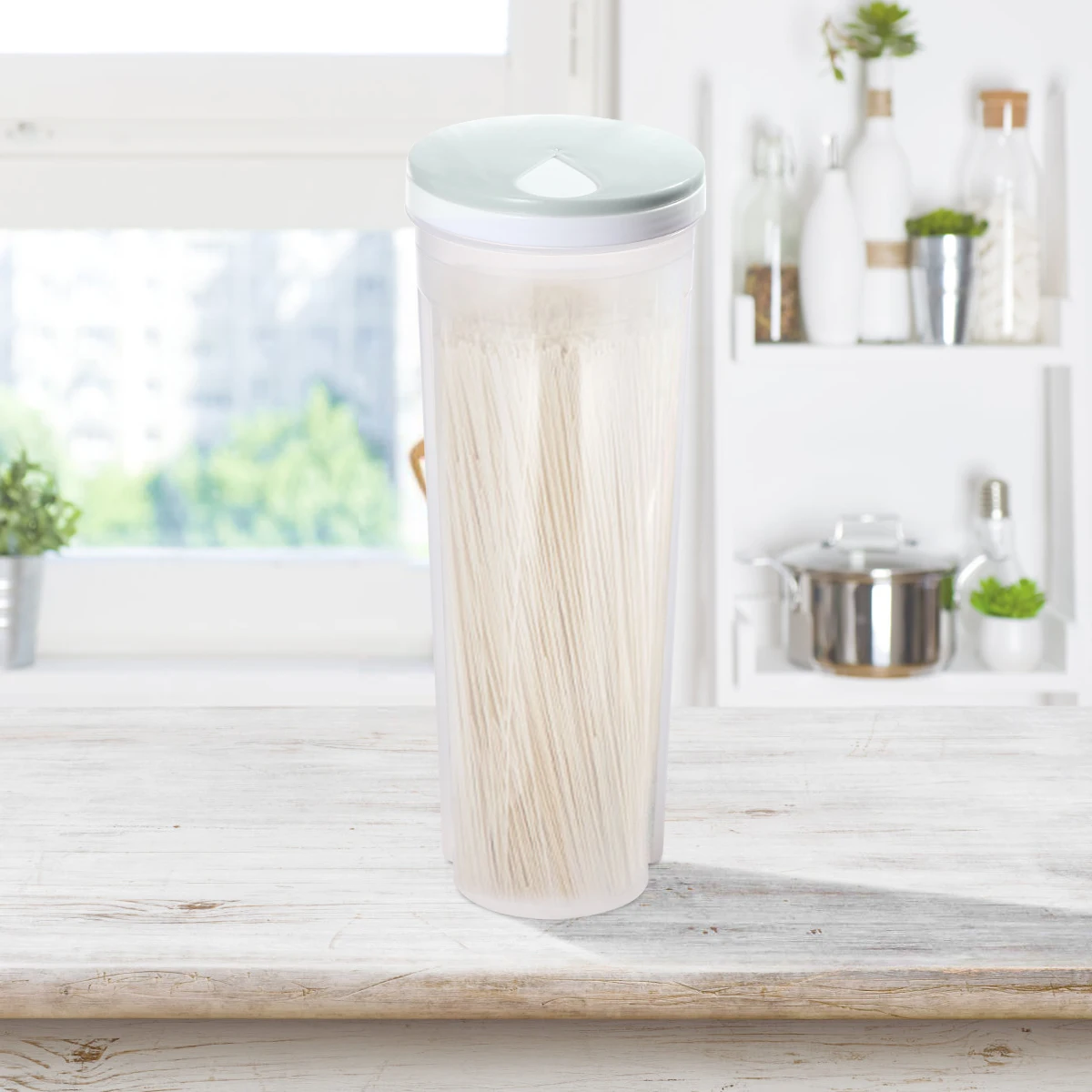 

Spaghetti Noodles Jar Storage Tank Grains Container Food Holder Beans Safe Rotatable Lid Premium Plastic Kitchen Bar