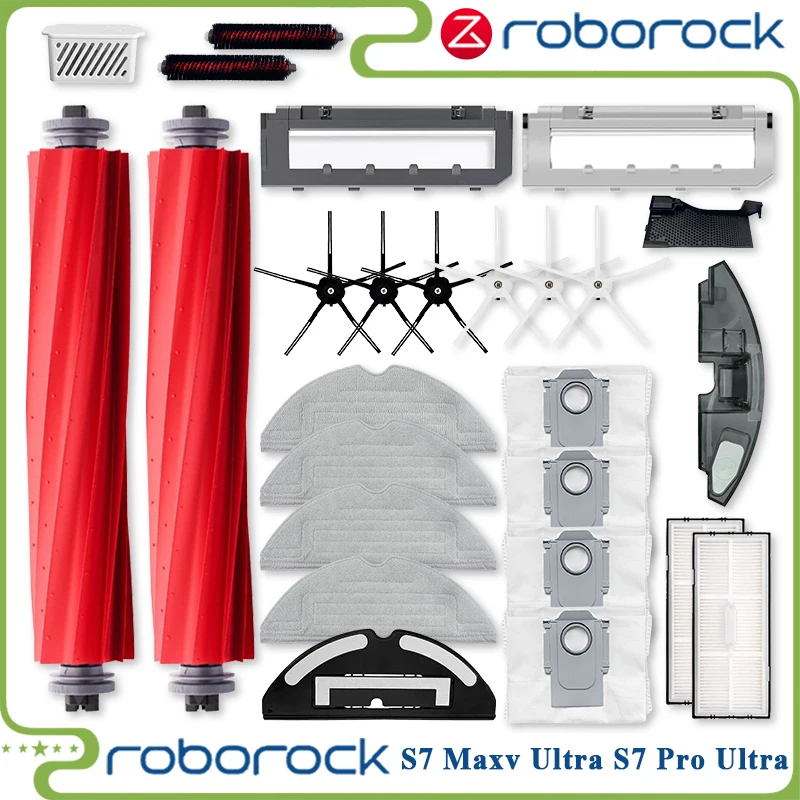 

For Roborock S7 Maxv Ultra S7 Pro Ultra S7 Robot Vacuum Main Side Brush Mop Hepa Filter Dust Bag Cleaning Rolling Brush Parts