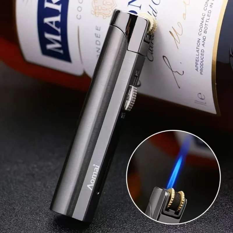 

Модная ветрозащитная зажигалка с прямым сроком службы, маленький сварочный пистолет с синим пламенем, металлический шлифовальный круг, персонализированная зажигалка, сигарета, подарок