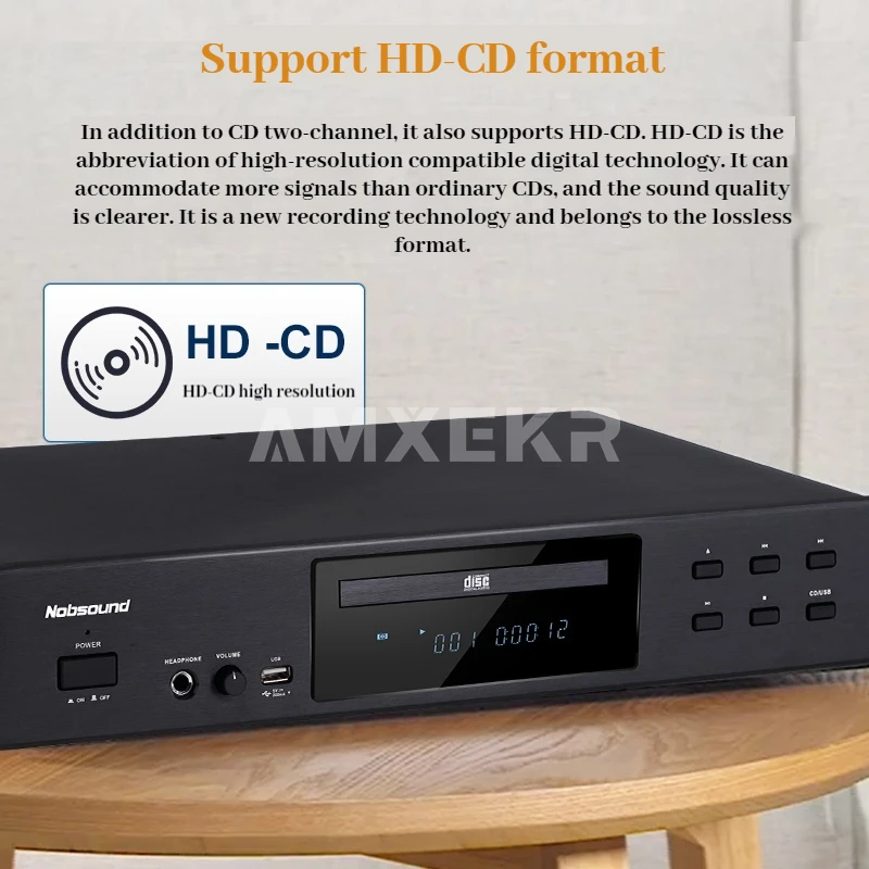Nobsound CD-3 CD Player Bluetooth 5.0 with Remote Control Headphone Amplifier Fully Balanced Output Home HiFi Music Player