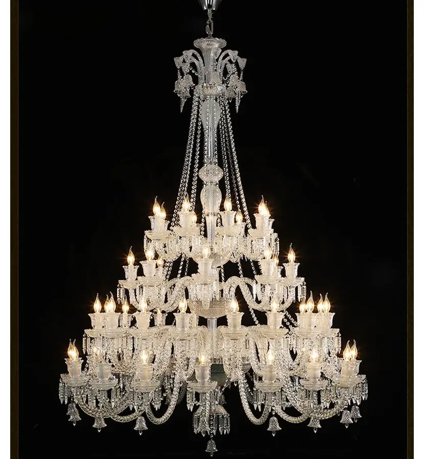 Modern Hotel Silver Crystal Chandelier Light Fixture 48arms D145cm H150cm De Lustre Hanging Light For Lobby Staircase Decoration