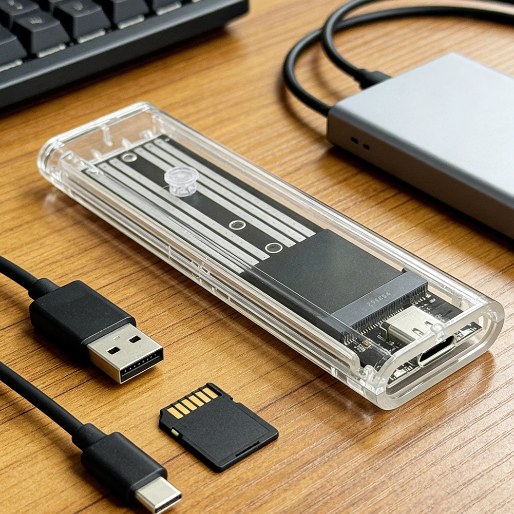 

M.2 NGFF SATA Type C USB 3.1 SSD Case 10Gbps Transparent External SSD Case External SSD Adapter for 2230 2242 2260 2280