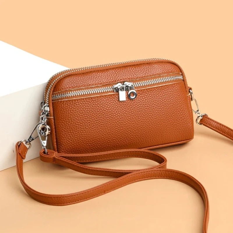 

Fashionable and Versatile Zipper Solid PU Women's Single Shoulder Bag 2026 New High End Niche Design Mobile Phone Crossbody Bag
