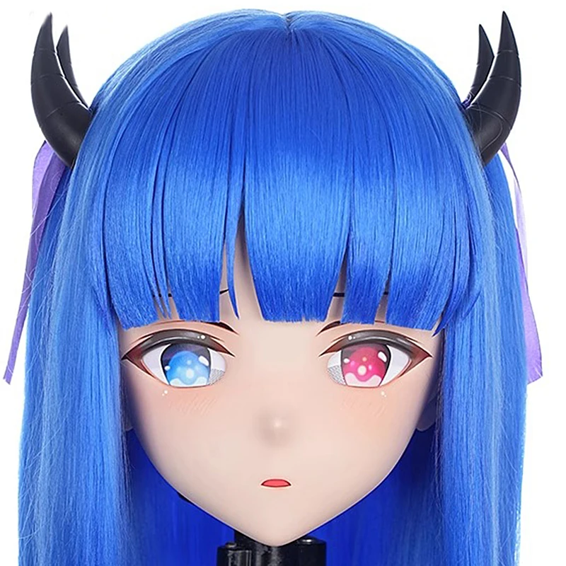 Ręcznie robiona pełna opaska na głowę zamek kobieta/dziewczyna żywica Kig maska ​​figurki Anime Cosplay japońskie anime do odgrywania ról Kigurumi maska ​​lalki