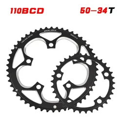 110 BCD Road Bikes Chainring 50T/34T Steel Aluminum Double Round Chainwheel 8/9/10/11s Speed Ultralight Bike Tooth Plate Parts