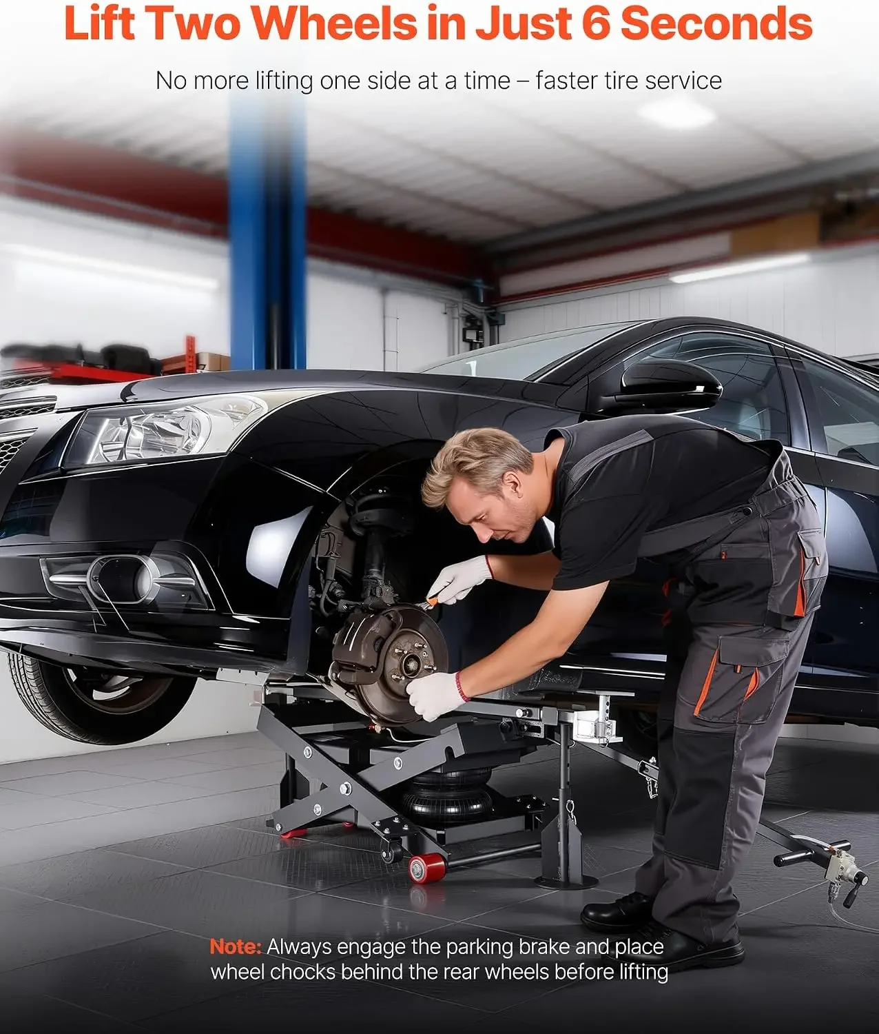 Air Portable Car Lift, 6613 lbs/3 Ton Capacity, 21.7 inch Max Height, Adjustable Portable Air Car Lift with Airbag, Support Stan