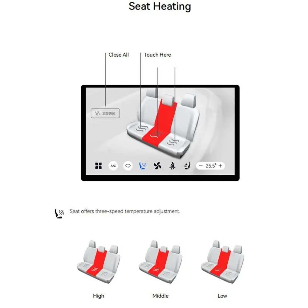 For Tesla Model 3 Y Back Rear Display Panel Air Conditioner Control IPS 7 Inch Touch Screen Android Multimedia Player Radio