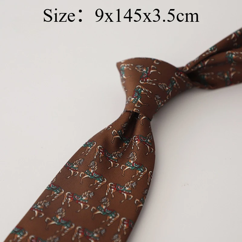 Vintage Casual Formal Suit Necktie Fashion Men Suit Accessory With Animal Print Available In Navy, Coffee And Burgundy For Party
