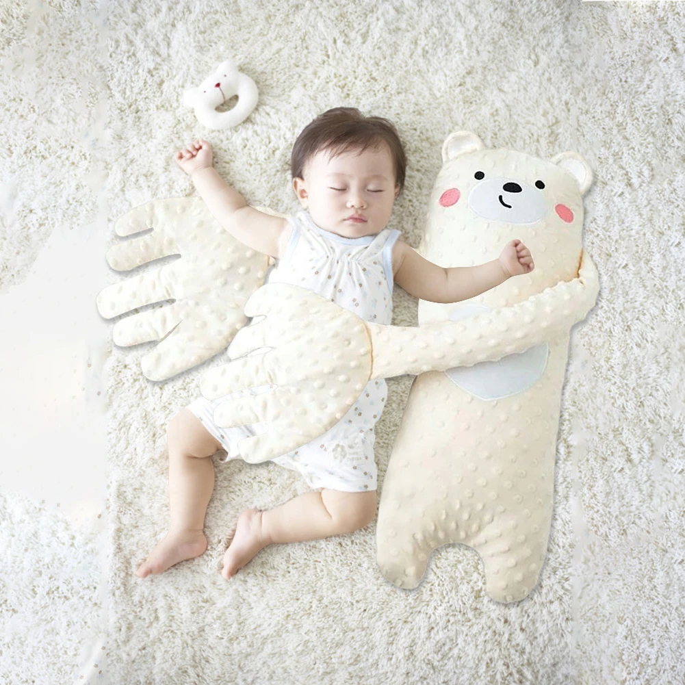 아기 옆잠 베개 편안한 수면 동반자 포근한 진정 베개 만화 곰 모양 아기 수면용 옆잠 베개
