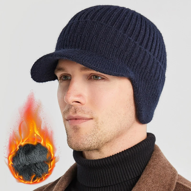 

Winter Knitted Hats Ear Protection Windproof Sunvisor Warmth Peaked Cap Outdoor Cycling Motorcycle Ear Cover Baseball Cap