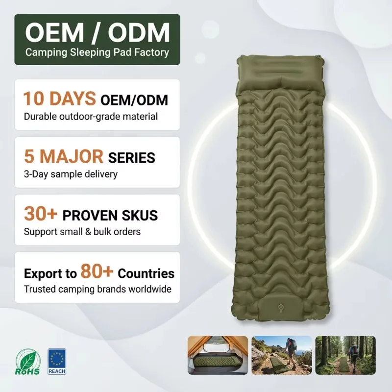 Camping Mat Convertible Portable Single Size Inflatable Waterproof Lightweight Three Seasons 1-2 People Built-in Fast Delivery