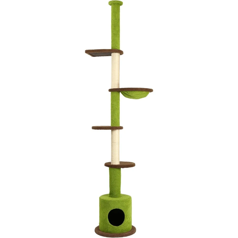 

KAMABOKO Floor to Ceiling Cat Tree, Cat Tower 5-Tier Height(88-107 Inches) Adjustable, Tall Cat Climbing Tower with Scratching P