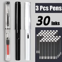 33 Pcs Kawaii Fountain Pen Replaceable Ink Set Black/Blue/Red ink EF 0.38mm School Pens Office Supplies Stationery for Writing