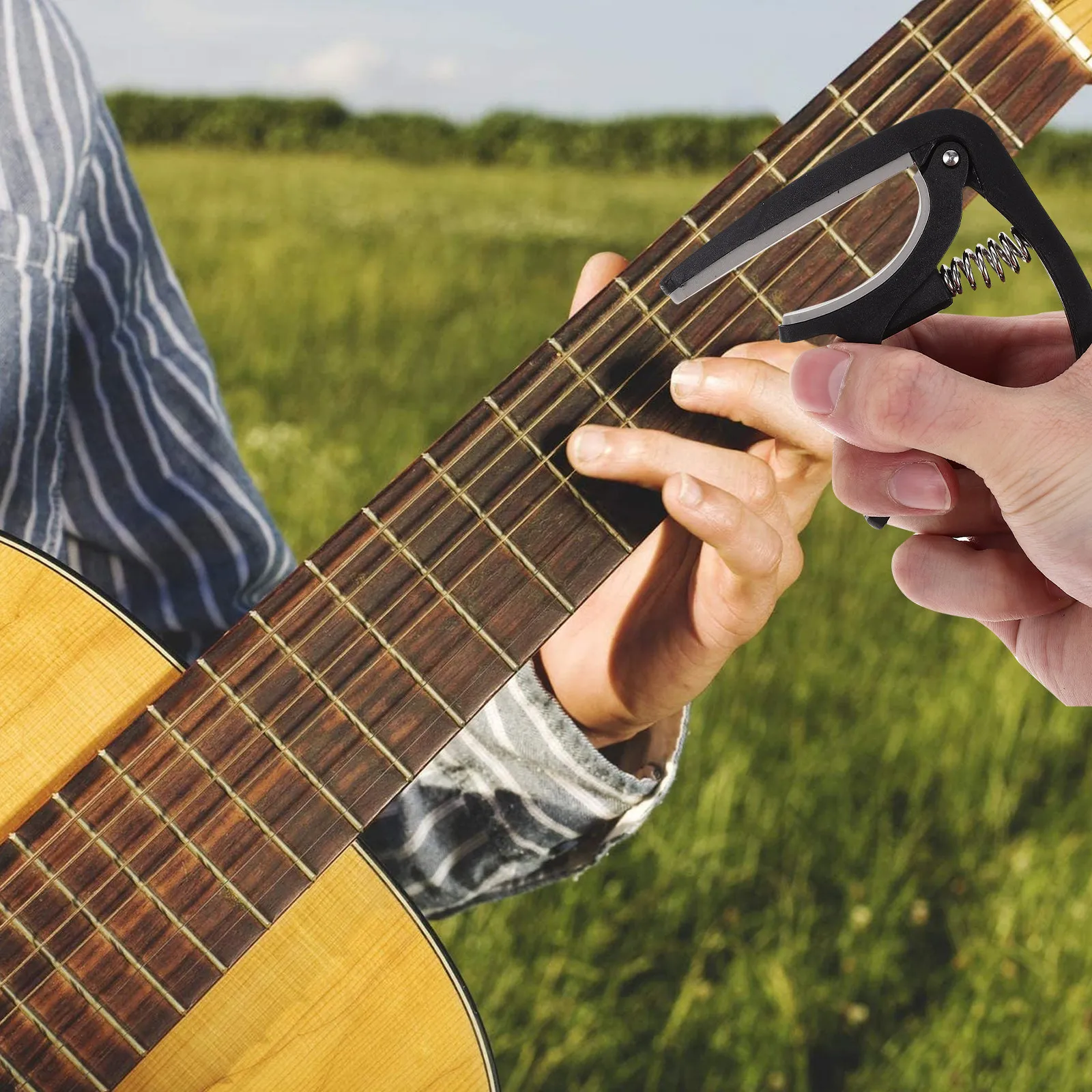 Adjustable Guitar Capo for Acoustic Electric Classical Ukulele Tension Resistant Plastic Construction Reliable Clamp for Fast