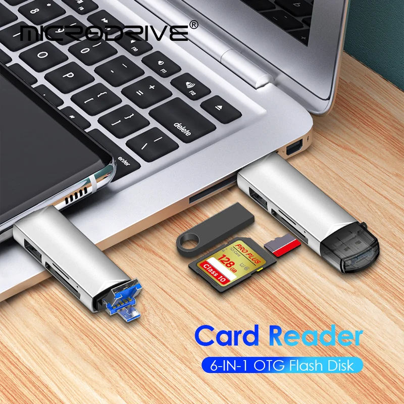 OTG Type C SD TF Card Reader 6 in 1 USB 3.0 Micro USB Flash Drive Adapter 5Gbps High Speed Transfer Multifunctional Card Reader