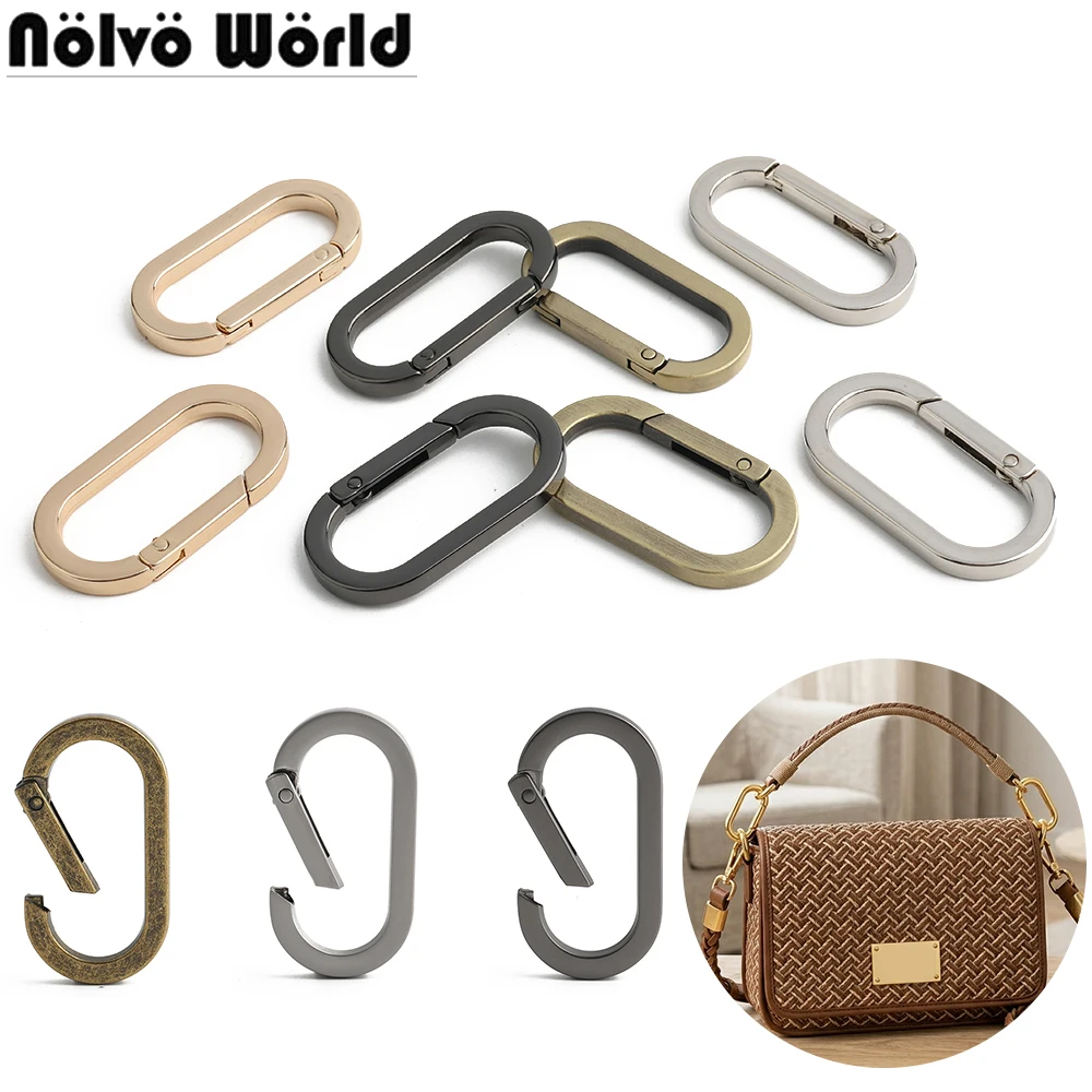 10/50/100PCS 35mm 38mm Flat Metal Oval Ring Hook Buckle Trigger Clasps Carabiner For Keychain Clips Bag Dog Chain Accessories