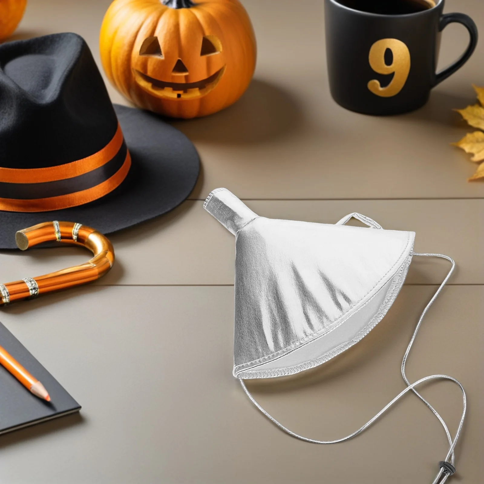 

1 Set Halloween Tin Men Costume Silver Funnel Hat Plastic Axe Gloves Cosplay Party Roleplay Props Halloween Gear Accessories