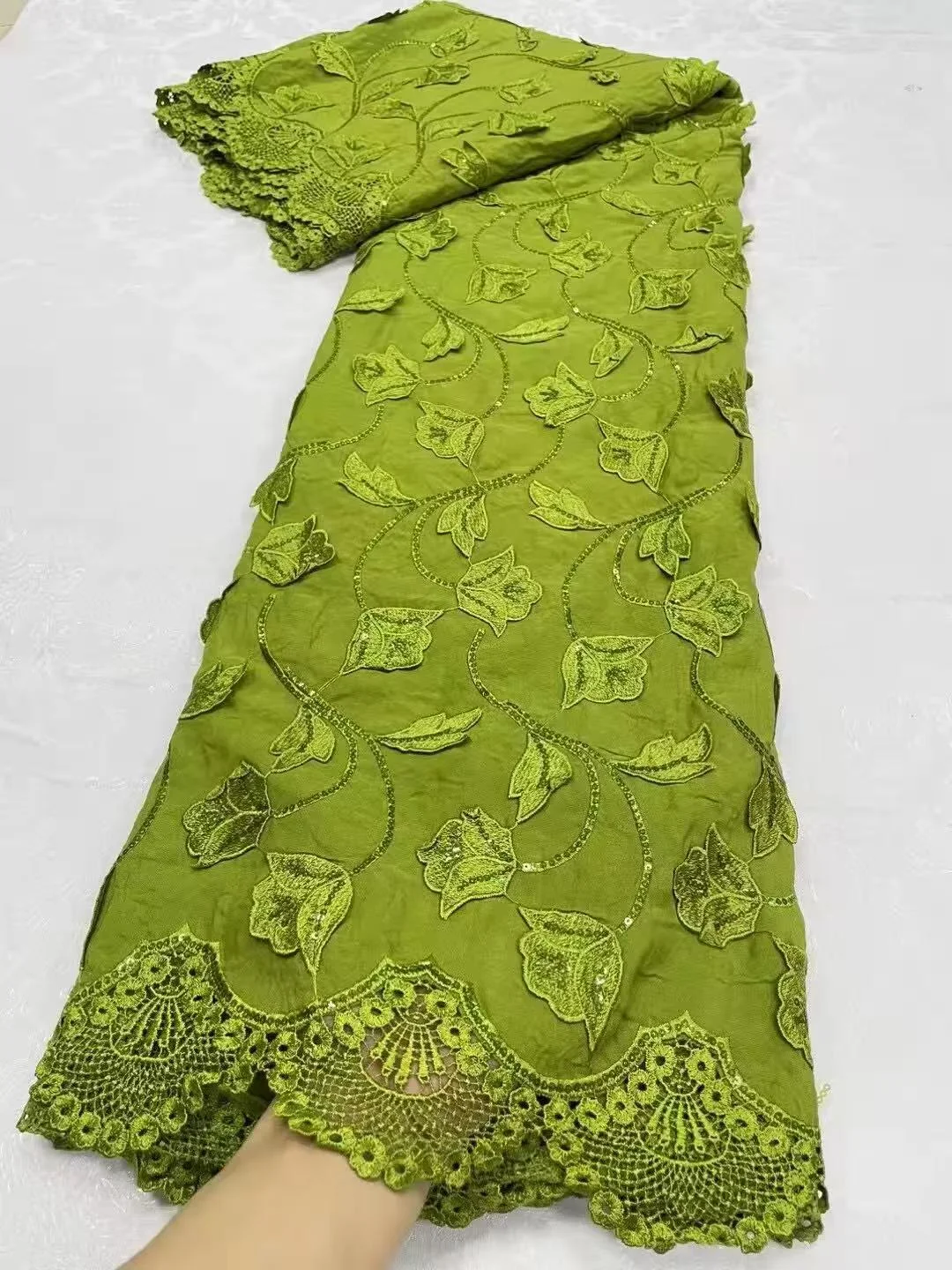 

High Quality African Nigerian Lace Fabric, Embroidery Tulle Cotton, Wedding Party Dress, Guipure Sequins, Chiffon, 5Yards