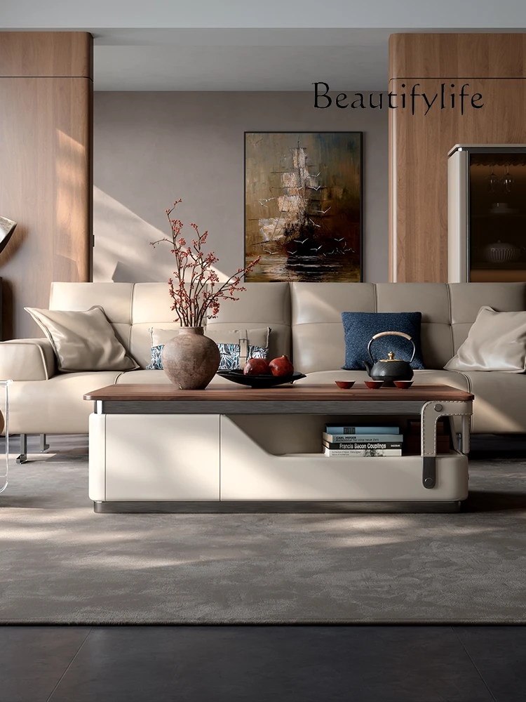 

light luxury villa high-end North American black walnut coffee table simple living room household solid wood coffee table