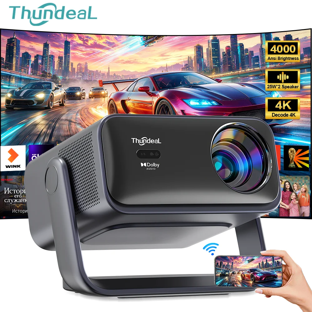 ThundeaL TD99W Full HD 1080P 4K Smart Image Projector WIFI 3D Video Game TD99W Quiet Home Theater Cinema Beam Projector Outdoor