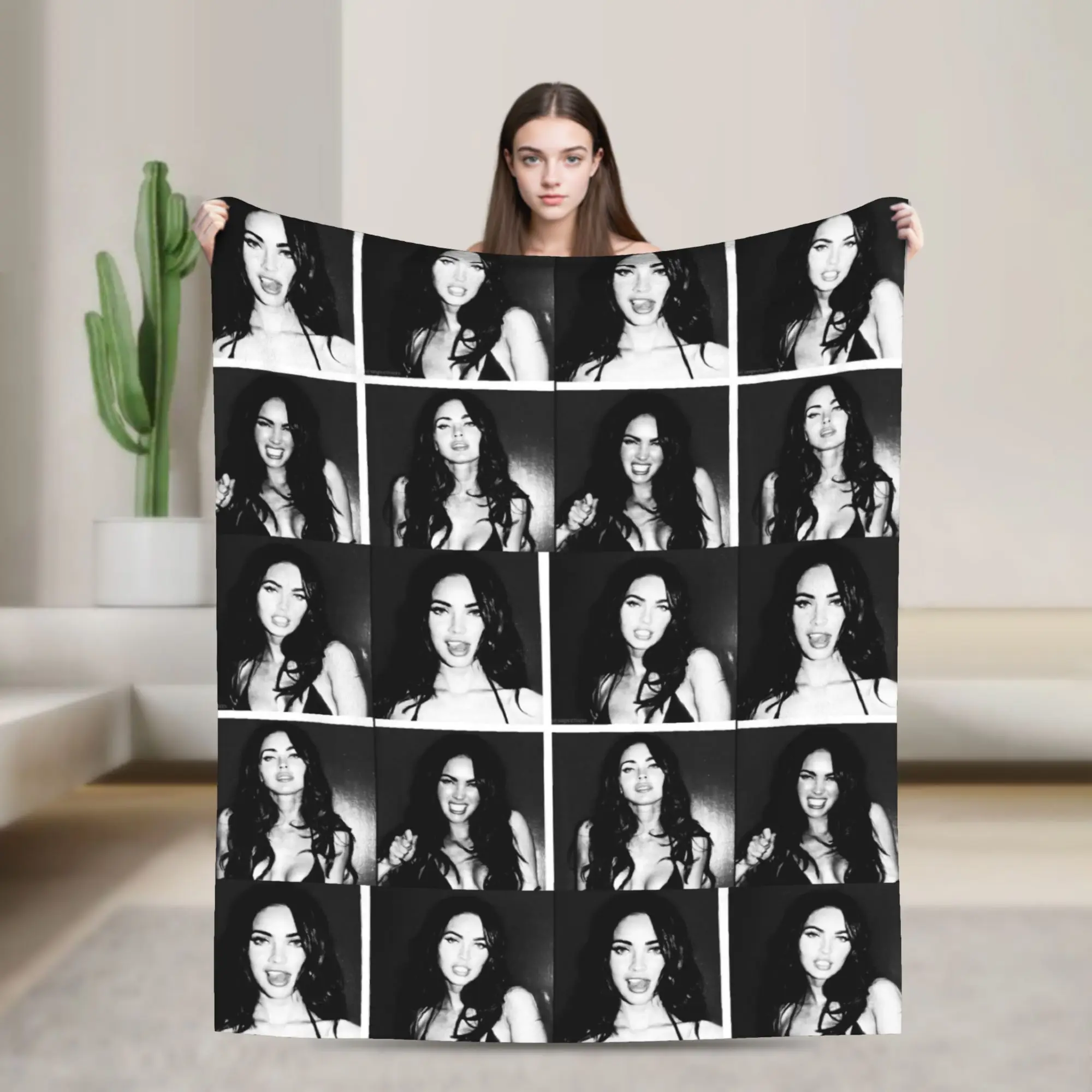 Megan Fox Knitted Blanket   Plush Throw Blanket Bed Sofa Decoration Soft Warm Bedsprea