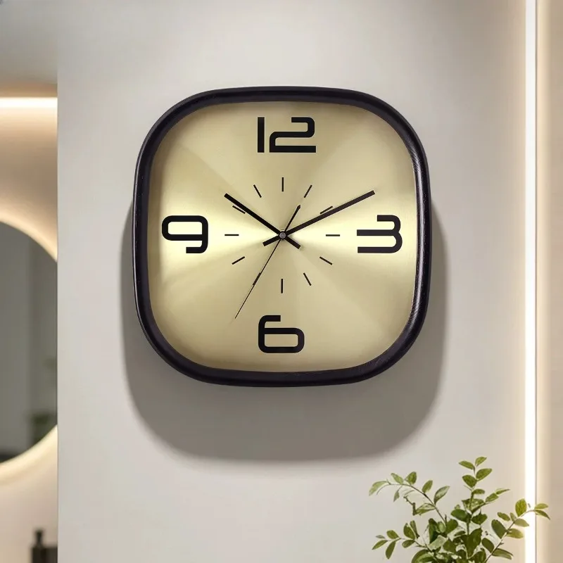 Red Oak Wall Clock Square Silent Creative Living Room Wall Clock Portable Luxury Watches Modern Home Wall Decoration Products
