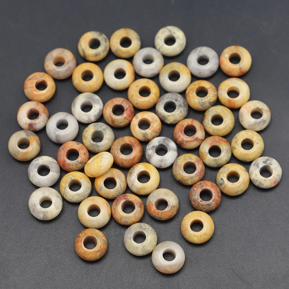 Hot 10x5mm Natural Stone Round Shape Big Hole Bead Crazy Agate for Charms Bracelet Jewelry Making 50pcs Wholesale Free Shipping