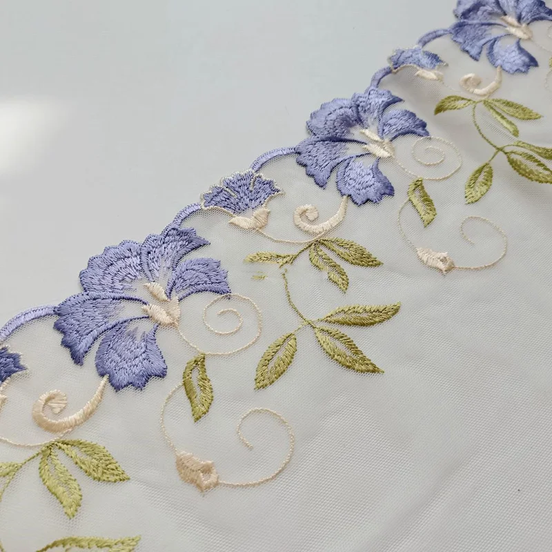 29Yards Purple Floral Embroidery Lace Trim For Skirt Hem Clothes Sewing Material DIY Apparel Dress Fabric 18cm Wide