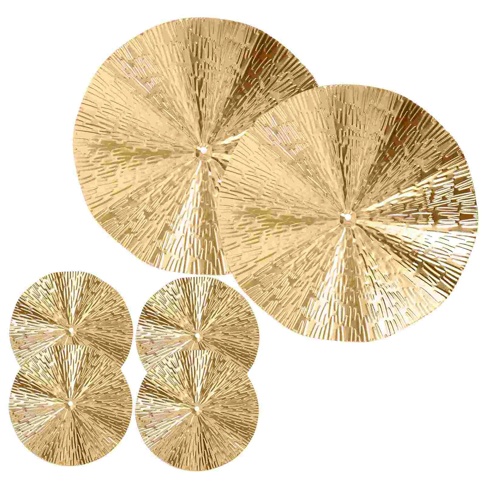 6 Pcs Large Round Mirror Wave Sunglasses Wall Decor Circular Accent Golden Bathroom Decorations Office