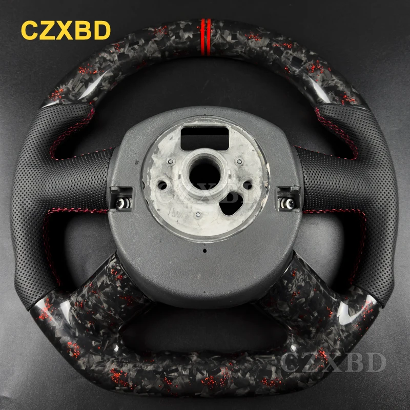 For Audi A3 8p 2005-2012 Q5 Red Foil Forged Carbon Fiber Steering Wheel Customized High Quality Leather