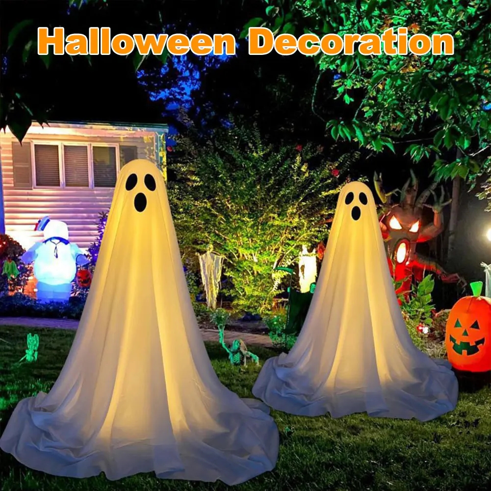 

1/2PCS Halloween Ghost Light Decor Scary LED String Lights Glowing Ghost Venue Horror Door Haunted House Props Halloween Props