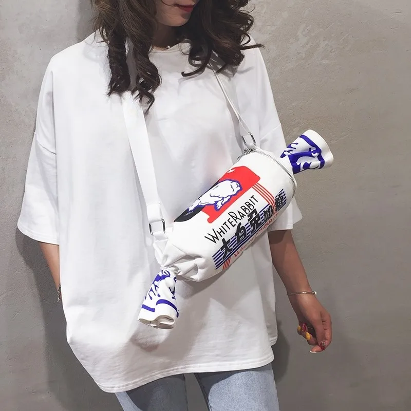 Fashionable Canvas Large White Rabbit Milk Candy Women's Bag 2025 New Creative Personalized Single Shoulder Bag Crossbody Bag