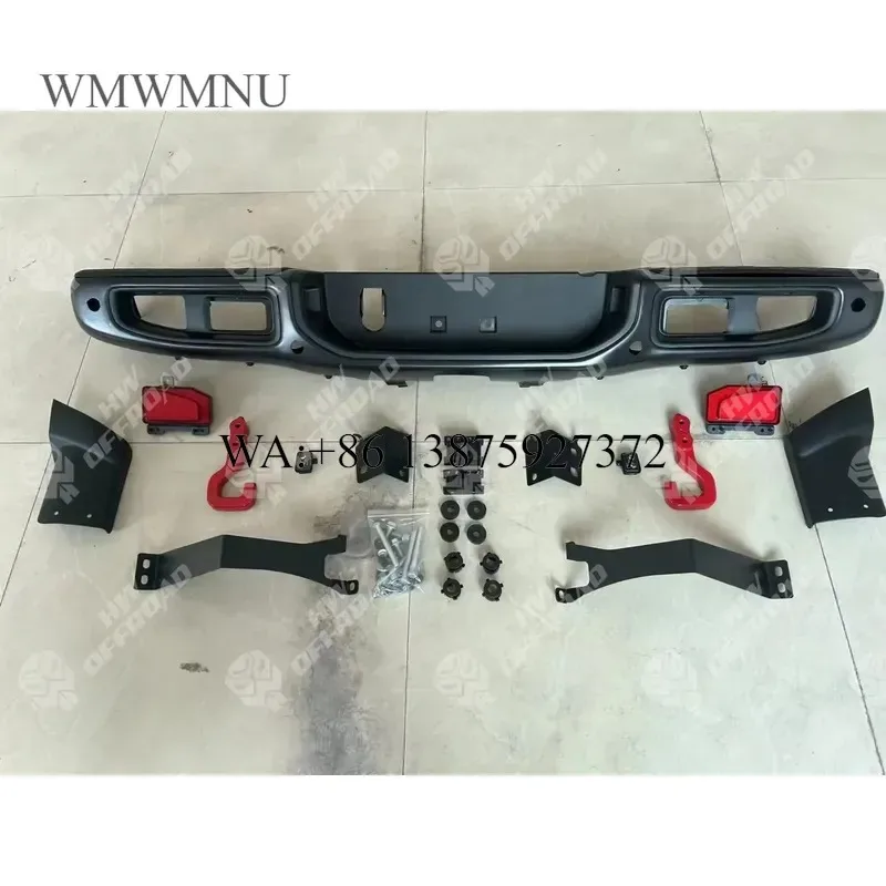 Wmwmnu Steel Rear Bumper for JL 2018-2024 JT 2020+ Offroad Accessories with Tow Hook and Truck Step
