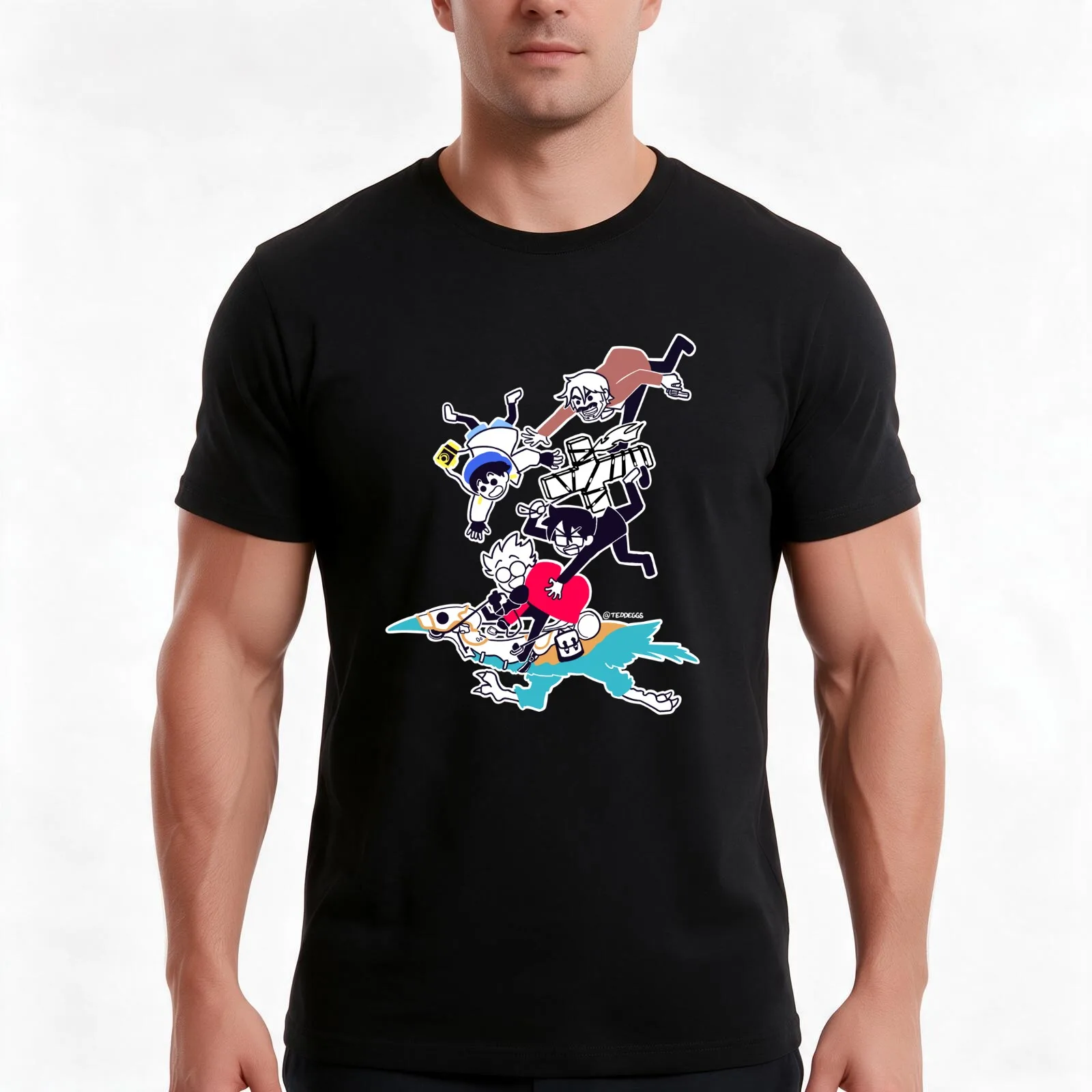 TINY STAMPEDE!! T-Shirt, Summer Casual Cotton Tee, Oversized Streetwear Tops, Vintage Graphic Print, Loose Fit Short Sleeve