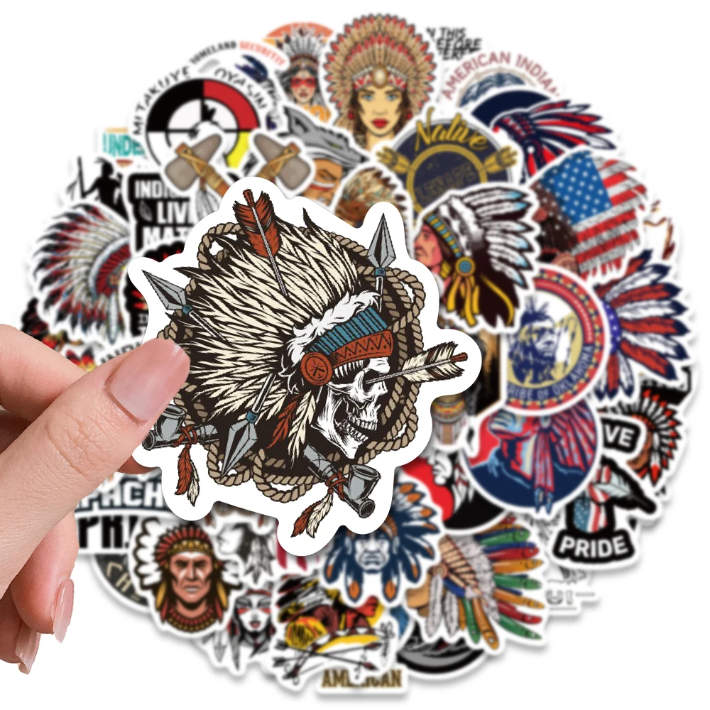 50PCS Primitive Tribes Sticker For Skateboard Guitar Laptop Luggage Scrapbook Motorcycle Native Pride Graffiti Decal Decor