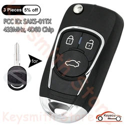 KEYECU chiave a distanza Flip aggiornata 3 pulsanti 433.92MHz 4 d60 per Chevrolet Optra Lacetti Daewoo Nubira per Holden/ Ravon SAKS-01TX