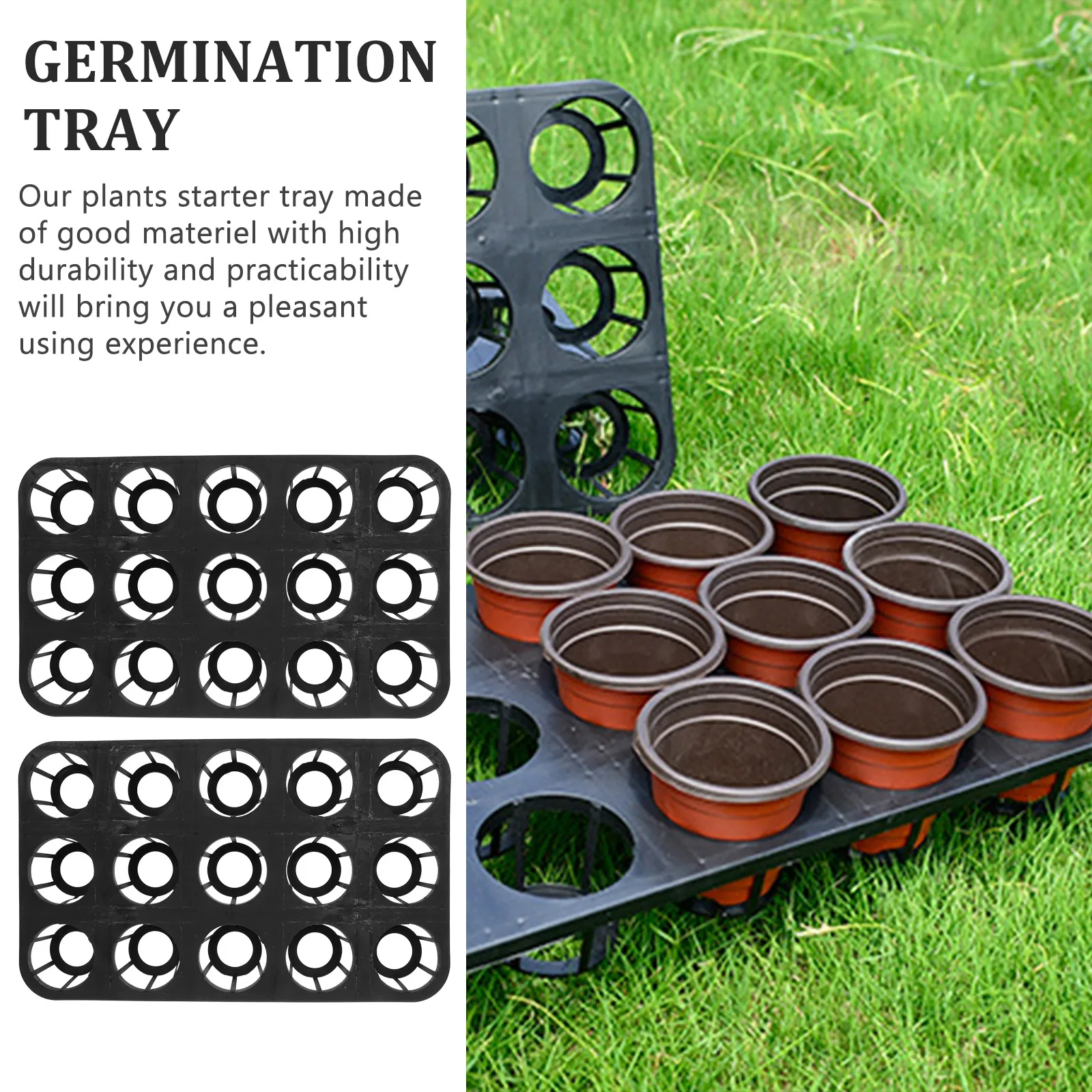 

2pcs Seedling Tray Growing Trays Durable PP Material 15 Hole Design Easy Clean Corrosion Resistance Breathable For Pots Outdoor