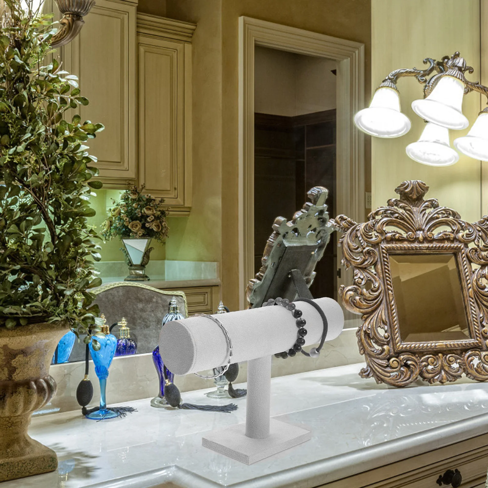 

Настольная деревянная подставка для браслета и часов Т-образный органайзер для ювелирных изделий для браслетов, держатель для резинок для волос