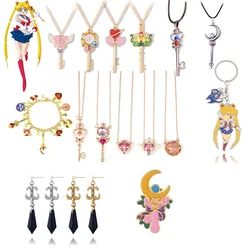 Anime Sailor Moon Keychain Necklace Brooch Bracelet Magic Wand Pendant Keyring Keychains for Women Jewelry Accessory Gift