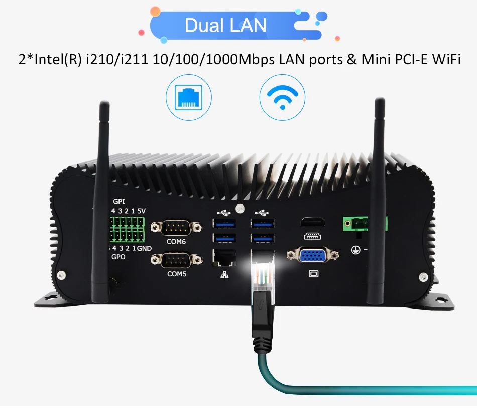 EGLOBAL 12/13th Gen Core i5 i7 Mini PC 64GB DDR5 RAM 1TB M.2 NVME SSD Indutrial Computer 6COM 2LAN VGA GPIO Win10 Indutrial PC