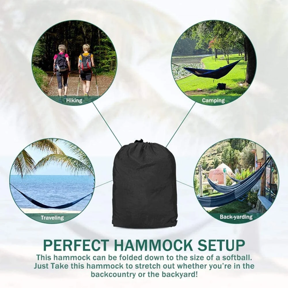 Portable Hammocks Nylon Color Parachute Fabric Single and Double Size Outdoor Camping Hiking Garden Hammock