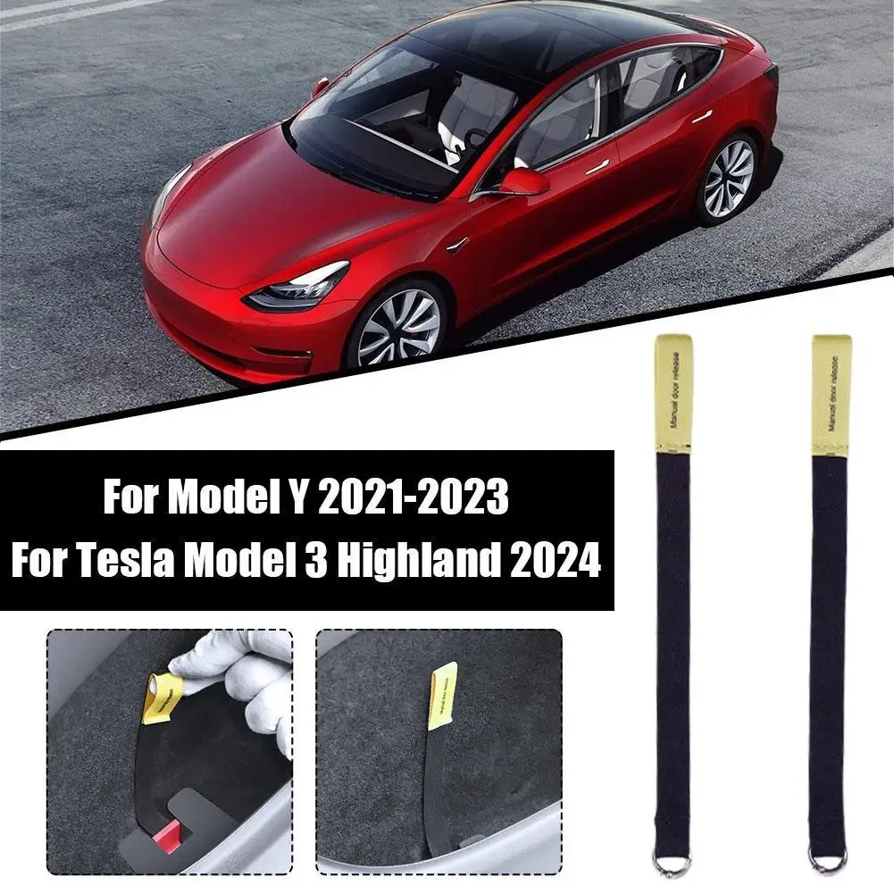 

2PCS Car Rear Door Emergencies Safety Pull Rope For Tesla Highland 2024 For Model Y 2021-2023 Emergency Handle Car Accessor B8Z8