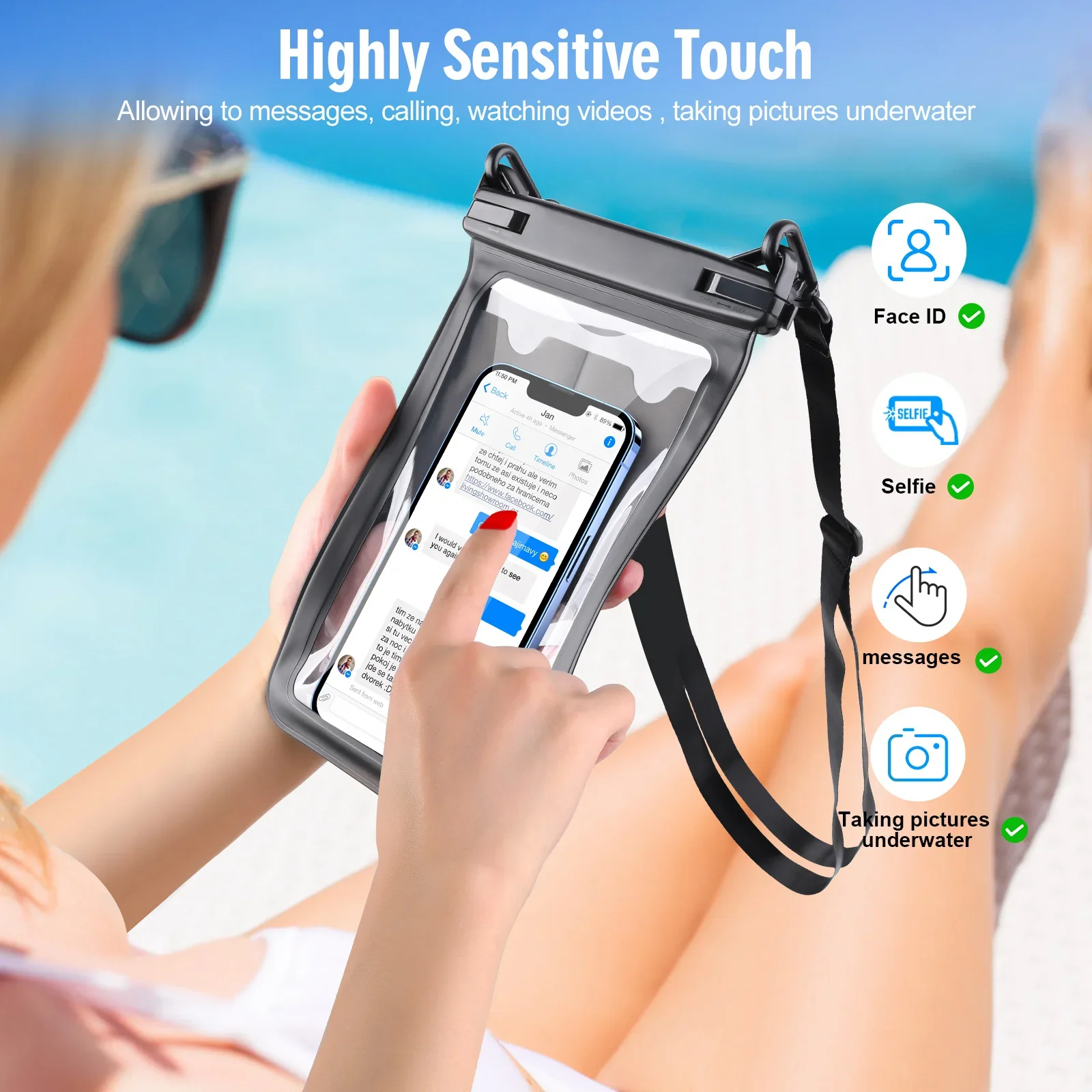 HAISSKY 1PCS Large Outdoor Swimming Bags Men Women Rafting Surfing Crossbody Touch Screen Phone Pouch for IPhone Samsung Xiaomi image 5