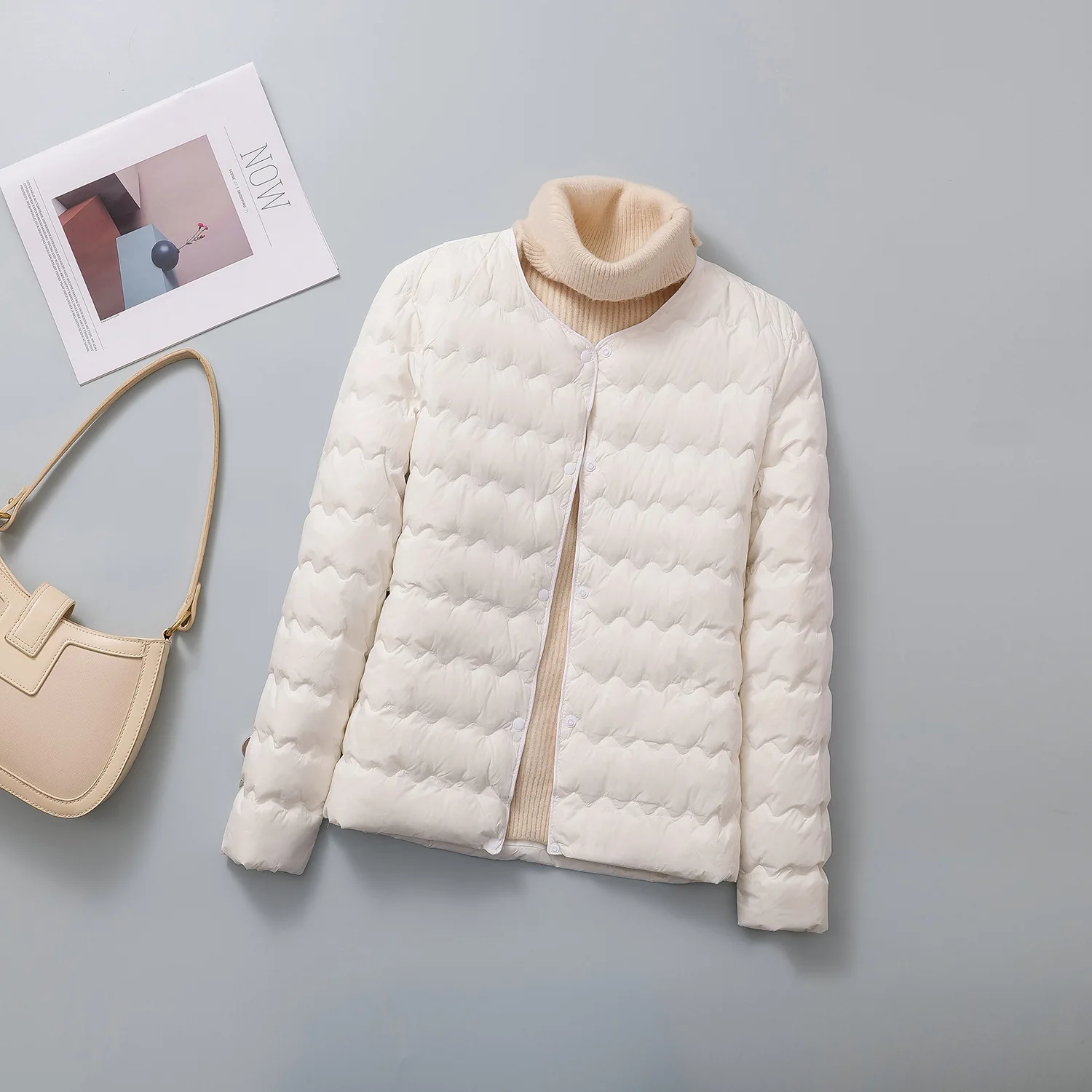 Vrouwen Wave Warme Donsjas Winter Ultra Licht Dunne Witte Eend Donsjack Parka Vrouwelijke Single Breasted Korte Bigsize Outwears