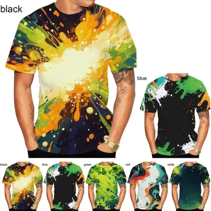 

Men's and Women's Crew Neck 3D HD Printed Watercolor Pattern T-shirt Street Style Unisex Fashion Top S-6XL