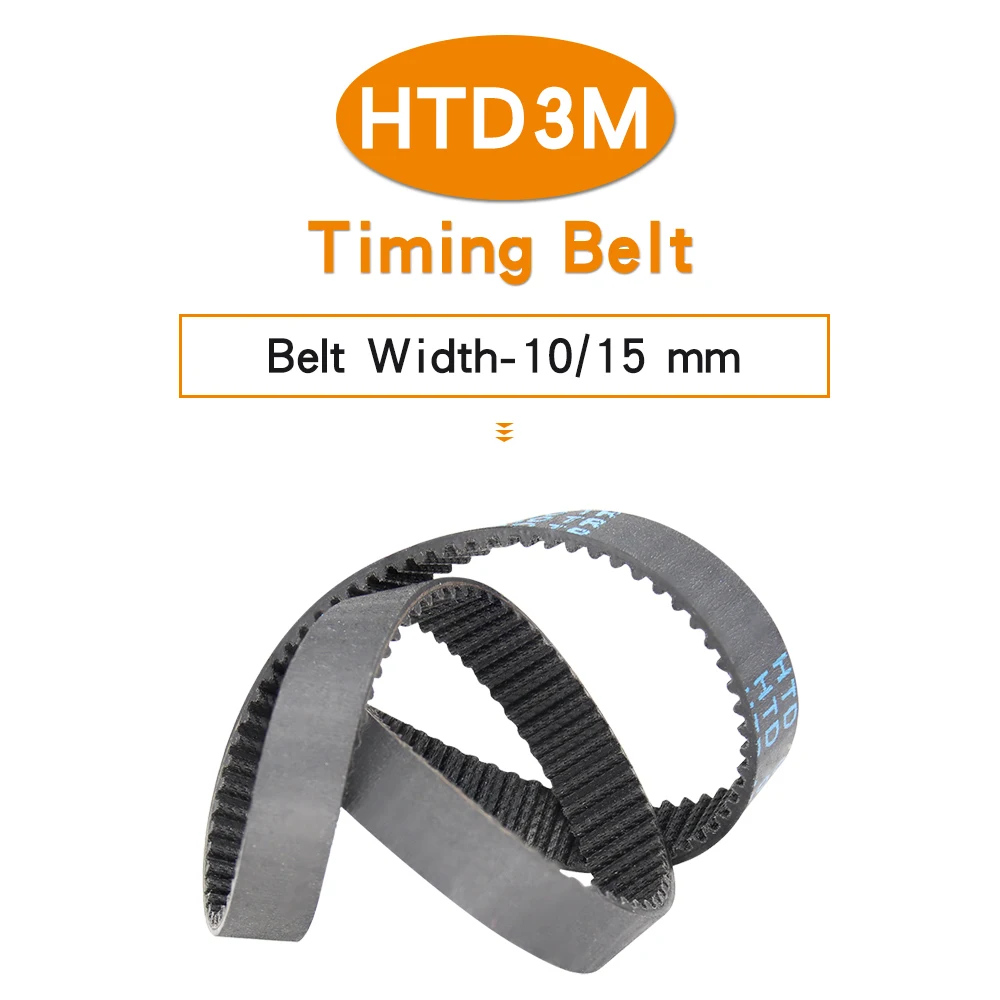 Timing Pulley Belt HTD3M-603/606/609/612/615/624/633/639/648/654/657 Rubber Synchronous Belt Width 10/15mm For 3M Timing Pulley