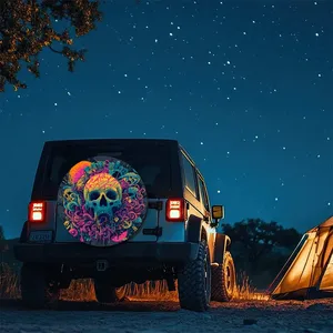 Neon Skull Psychedelic Tire Cover Spare Wheel Protector for Truck SUV Outdoor Camping
