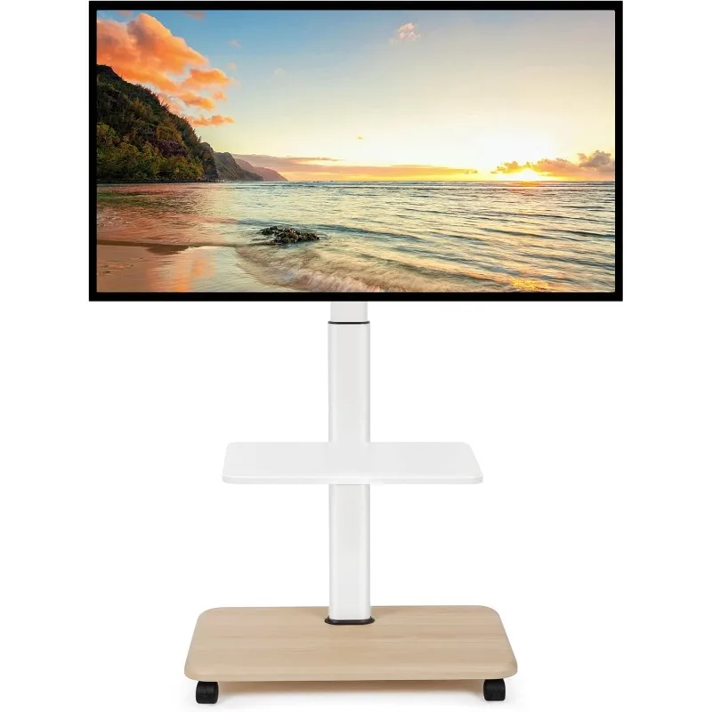 

Rolling TV Stand for 32-70 Inch Flat Curved LED LCD OLED Screens up to 100lbs Height Adjustable Mobile TV Cart with Lockable